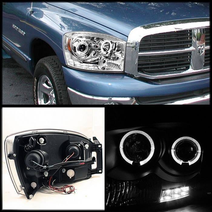 Dodge Ram Spyder Projector Headlights - LED Halo - LED - Chrome - 444-DR06-HL-C thumbnail 2