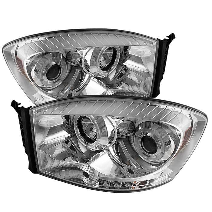 Dodge Ram Spyder Projector Headlights - LED Halo - LED - Chrome - 444-DR06-HL-C
