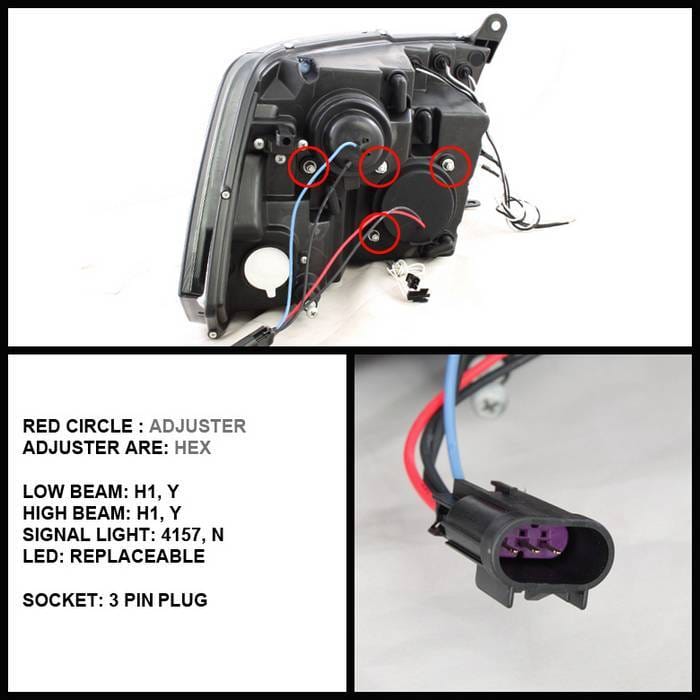 Dodge Ram Spyder Projector Headlights CCFL Halo - LED - Black - 444-DR09-CCFL-BK thumbnail 2