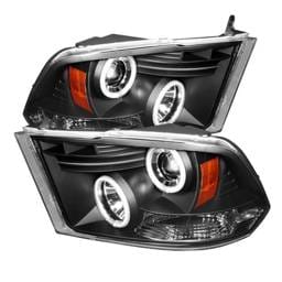 Dodge Ram Spyder Projector Headlights CCFL Halo - LED - Black - 444-DR09-CCFL-BK