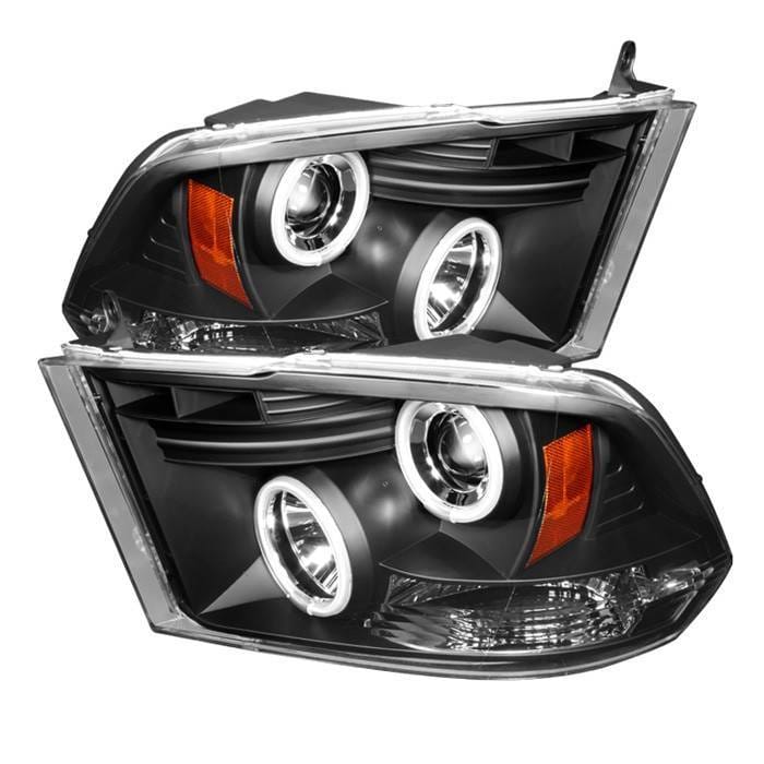 Dodge Ram Spyder Projector Headlights CCFL Halo - LED - Black - 444-DR09-CCFL-BK