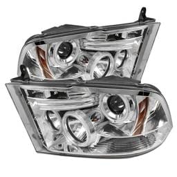 Dodge Ram Spyder Projector Headlights CCFL Halo - LED - Chrome - 444-DR09-CCFL-C