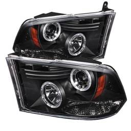 Dodge Ram Spyder Projector Headlights LED Halo - LED - Black - 444-DR09-HL-BK