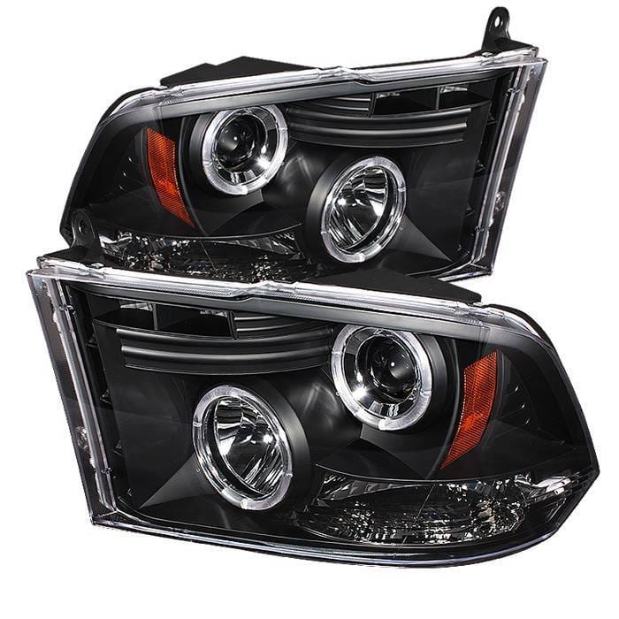 Dodge Ram Spyder Projector Headlights LED Halo - LED - Black - 444-DR09-HL-BK