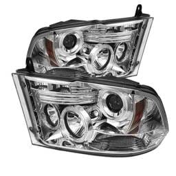 Dodge Ram Spyder Projector Headlights LED Halo - LED - Chrome - 444-DR09-HL-C