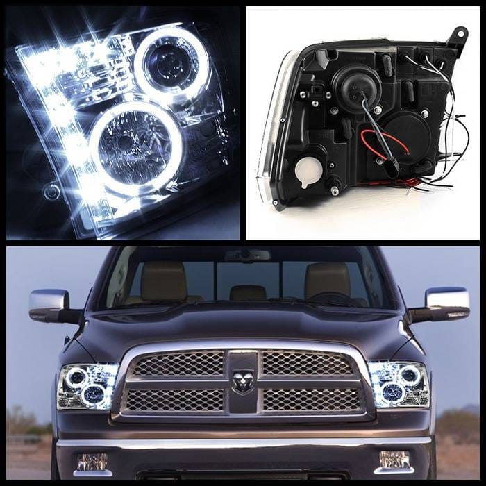 Dodge Ram Spyder Projector Headlights LED Halo - LED - Chrome - 444-DR09-HL-C thumbnail 2