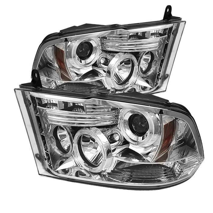 Dodge Ram Spyder Projector Headlights LED Halo - LED - Chrome - 444-DR09-HL-C