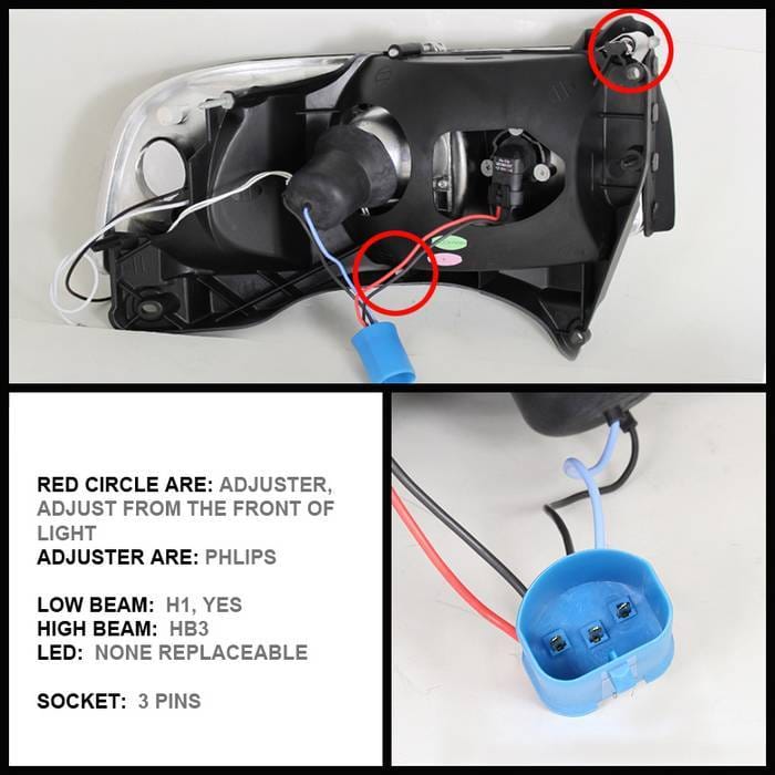 Dodge Ram Spyder Projector Headlights - CCFL Halo - LED - Black - 444-DR94-CCFL-BK thumbnail 2