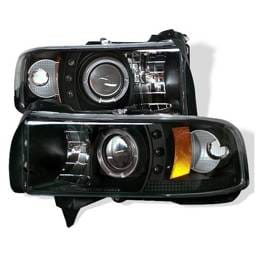 Dodge Ram Spyder Projector Headlights - CCFL Halo - LED - Black - 444-DR94-CCFL-BK