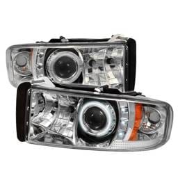 Dodge Ram Spyder Projector Headlights - CCFL Halo - LED - Chrome - 444-DR94-CCFL-C