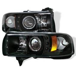 Dodge Ram Spyder Projector Headlights - LED Halo - LED - Black - 444-DR94-HL-AM-BK