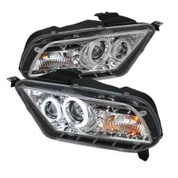 Ford Mustang Spyder Projector Headlights CCFL Halo - DRL - Chrome - 444-FM2010-CCFL-DRL-C