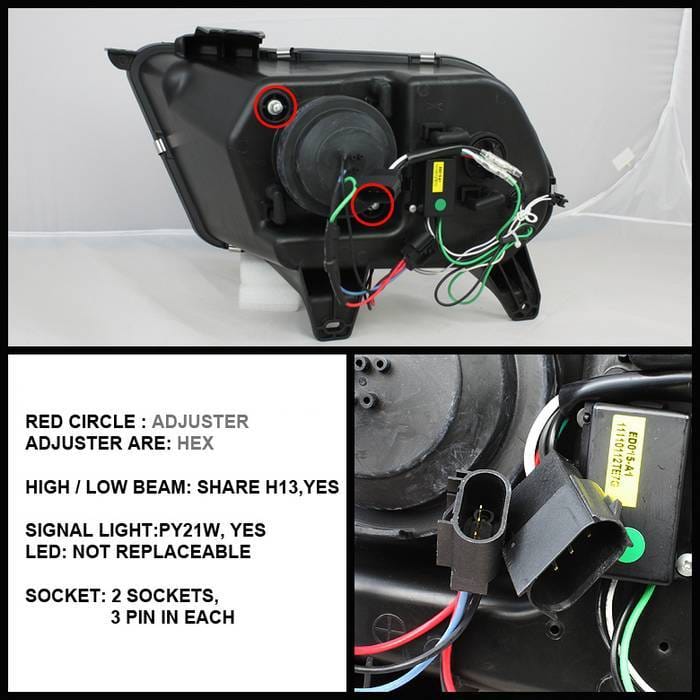 Ford Mustang Spyder Projector Headlights CCFL Halo - DRL - Chrome - 444-FM2010-CCFL-DRL-C thumbnail 2