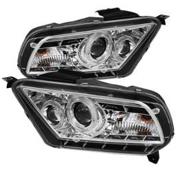 Ford Mustang Spyder Projector Headlights LED Halo - DRL - Chrome - 444-FM2010-DRL-C
