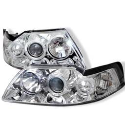 Ford Mustang Spyder Projector Headlights - LED Halo - Chrome - 444-FM99-1PC-AM-C