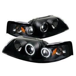 Ford Mustang Spyder Projector Headlights - CCFL Halo - Black - 444-FM99-1PC-CCFL-BK