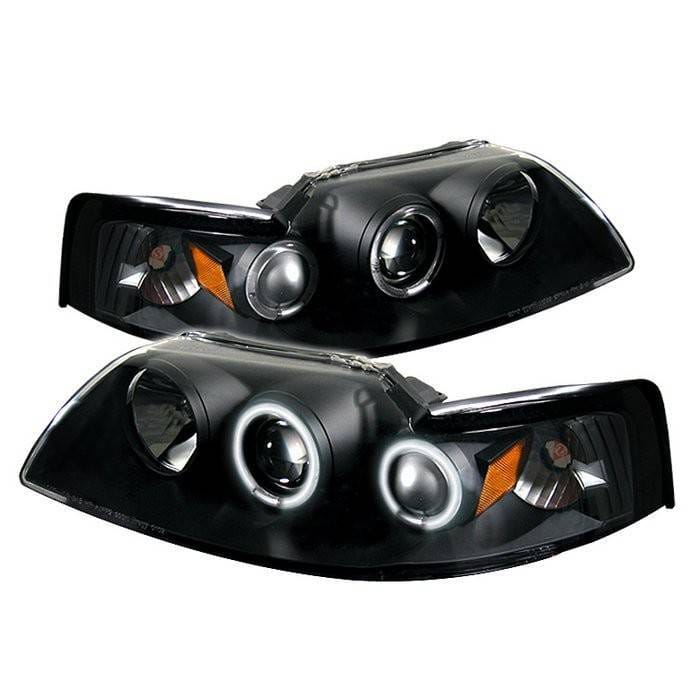 Ford Mustang Spyder Projector Headlights - CCFL Halo - Black - 444-FM99-1PC-CCFL-BK