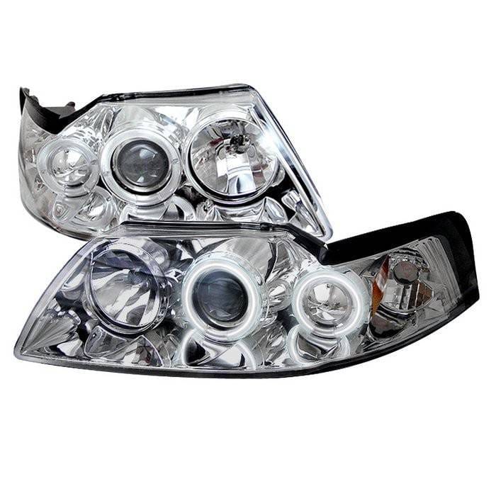 Ford Mustang Spyder Projector Headlights - CCFL Halo - Chrome - 444-FM99-1PC-CCFL-C