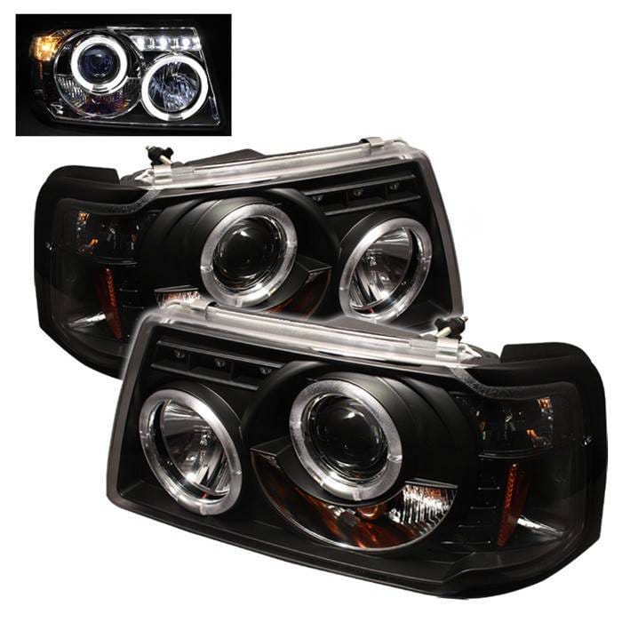 Ford Ranger Spyder Projector Headlights - LED Halo - LED - Black - 1PC - 444-FR01-1PC-HL-BK