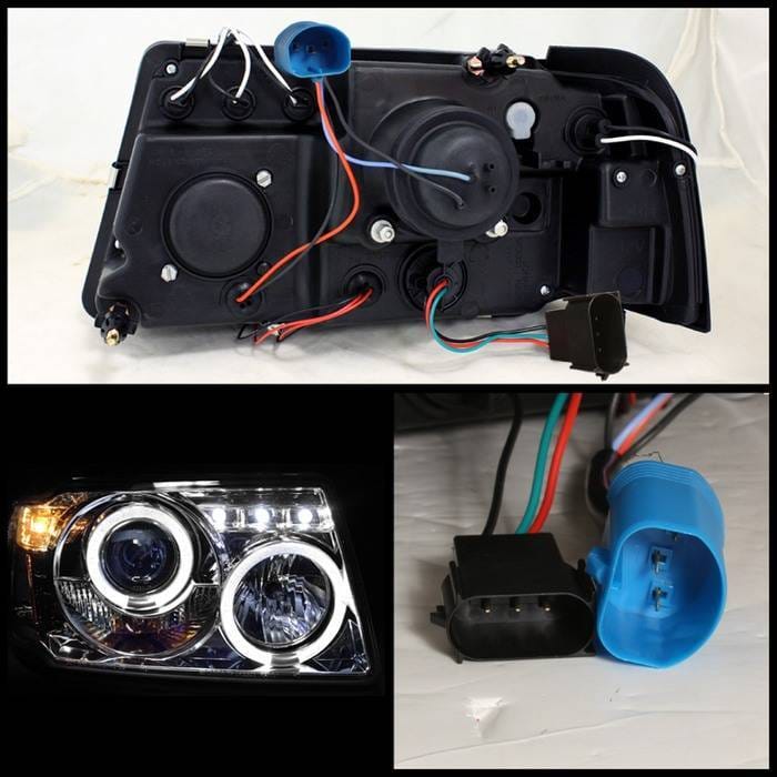 Ford Ranger Spyder Projector Headlights - LED Halo - LED - Chrome - 1PC - 444-FR01-1PC-HL-C thumbnail 2