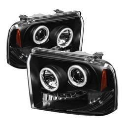 Ford F250 Superduty Spyder Projector Headlights - CCFL Halo - LED - Black - 444-FS05-CCFL-BK