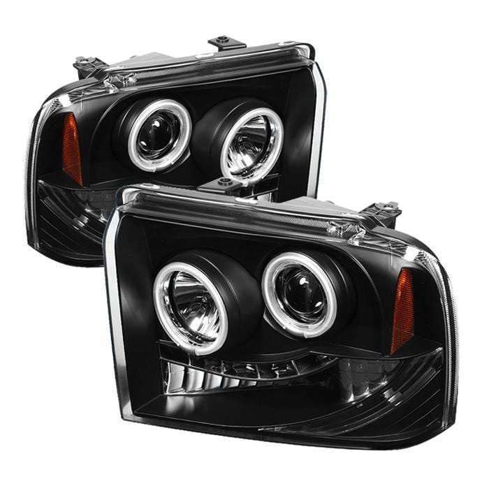 Ford F250 Superduty Spyder Projector Headlights - CCFL Halo - LED - Black - 444-FS05-CCFL-BK