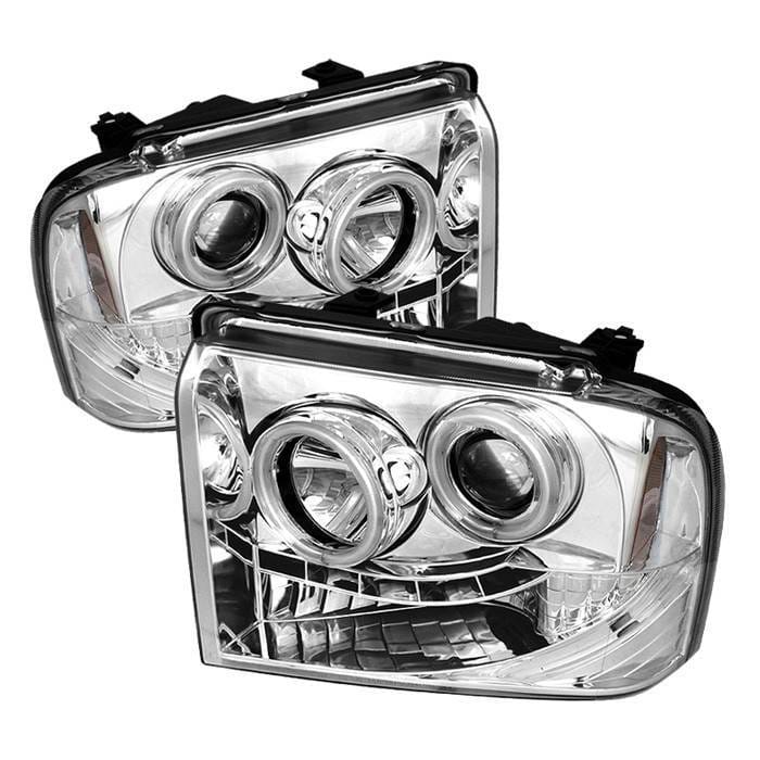 Ford F350 Superduty Spyder Projector Headlights - CCFL Halo - LED - Chrome - 444-FS05-CCFL-C