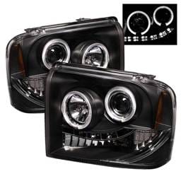 Ford F350 Superduty Spyder Projector Headlights - LED Halo - LED - Black - 444-FS05-HL-BK