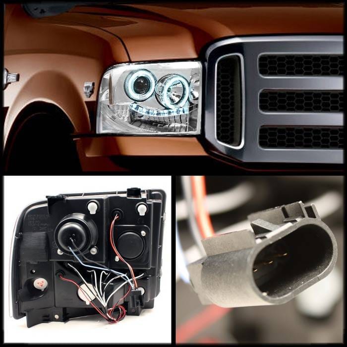 Ford F250 Superduty Spyder Projector Headlights - LED Halo - LED - Chrome - 444-FS05-HL-C thumbnail 2