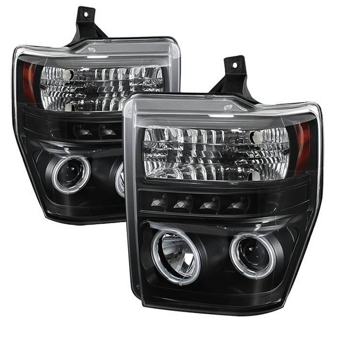 Ford F250 Superduty Spyder Projector Headlights - CCFL Halo - LED - Black - 444-FS08-CCFL-BK