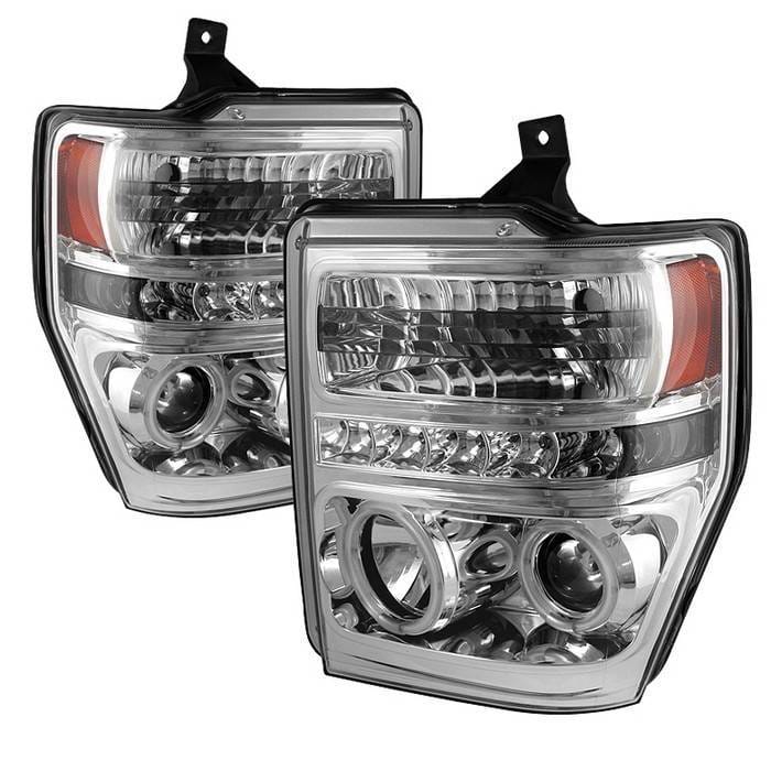 Ford F250 Superduty Spyder Projector Headlights - CCFL Halo - LED - Chrome - 444-FS08-CCFL-C