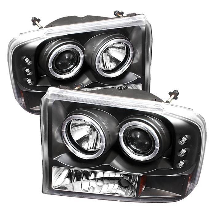 Ford Excursion Spyder Projector Headlights - Version 2 - LED Halo - LED - Black - 444-FF25099-1P-G2-BK