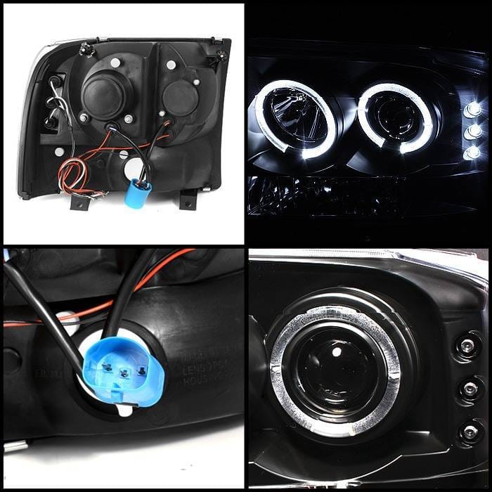 Ford Excursion Spyder Projector Headlights - Version 2 - LED Halo - LED - Black - 444-FF25099-1P-G2-BK thumbnail 2