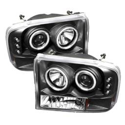 Ford F250 Superduty Spyder Projector Headlights - Version 2 - CCFL Halo - LED - Black - 444-FF25099-1P-G2-CCFL-BK