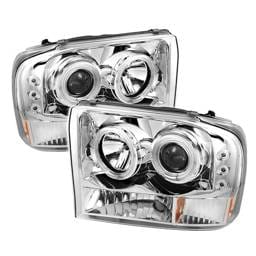 Ford Excursion Spyder Projector Headlights - Version 2 - CCFL Halo - LED - Chrome - 444-FF25099-1P-G2-CCFL-C