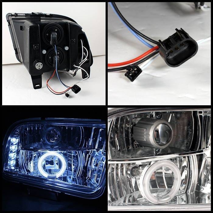 Ford Mustang Spyder Projector Headlights CCFL Halo - LED - Chrome - 444-FM05-CCFL-C thumbnail 2