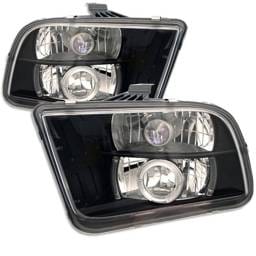 Ford Mustang Spyder Projector Headlights LED Halo - LED - Black - 444-FM05-HL-BK
