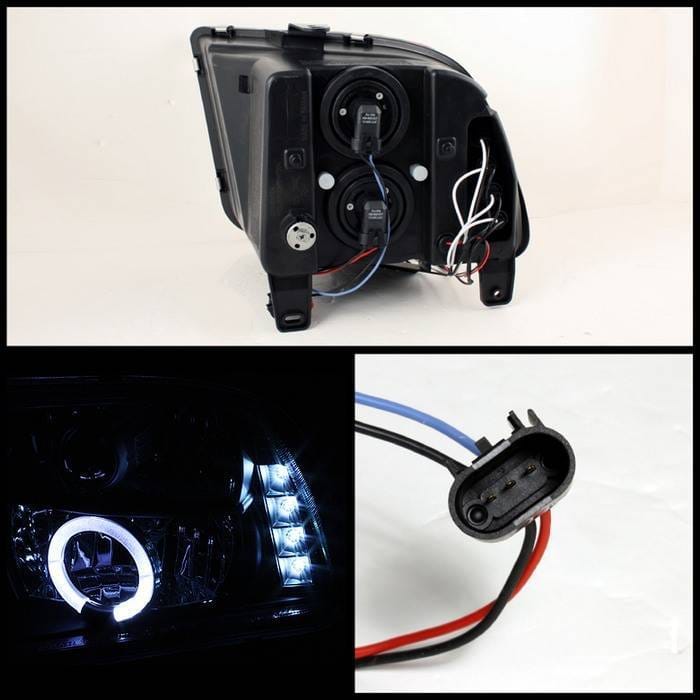 Ford Mustang Spyder Projector Headlights LED Halo - LED - Black - 444-FM05-HL-BK thumbnail 2
