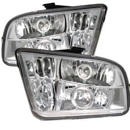 Ford Mustang Spyder Projector Headlights LED Halo - LED - Chrome - 444-FM05-HL-C