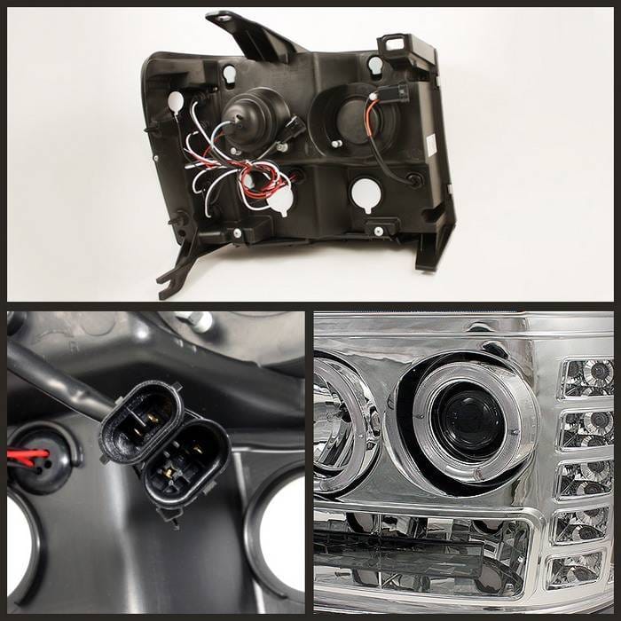 GMC Sierra Spyder Projector Headlights - LED Halo - LED - Chrome - 444-GS07-HL-C thumbnail 2