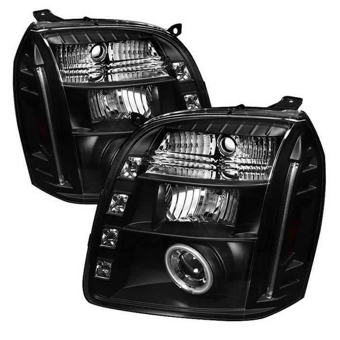 GMC Yukon Spyder Projector Headlights - CCFL Halo - LED - Black - 444-GY07-CCFL-BK
