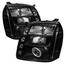 GMC Yukon Spyder Projector Headlights - CCFL Halo - LED - Black - 444-GY07-CCFL-BK