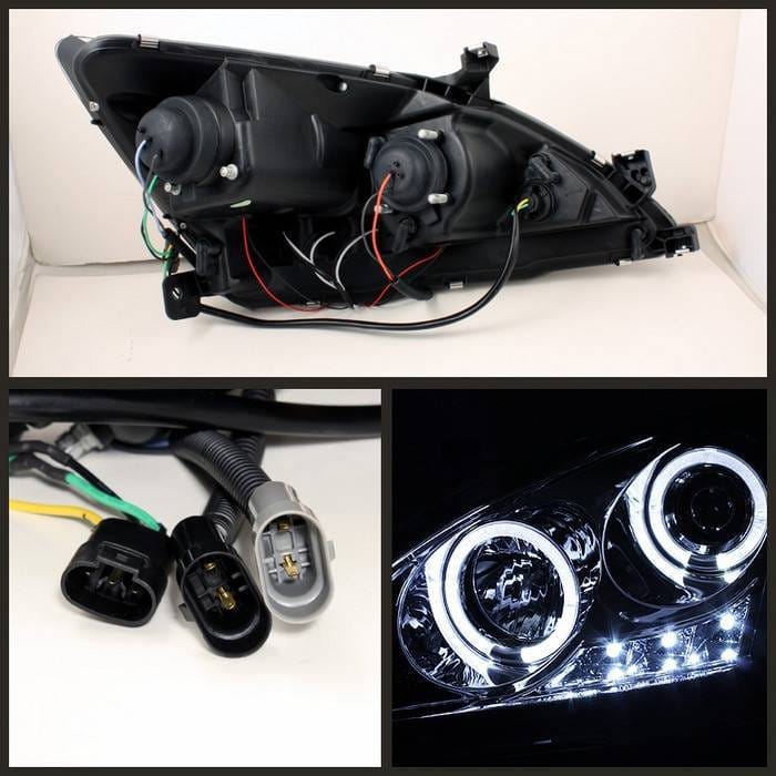 Honda Accord Spyder Projector Headlights - LED Halo - Amber Reflector - LED - Chrome - 444-HA03-AM-C thumbnail 2