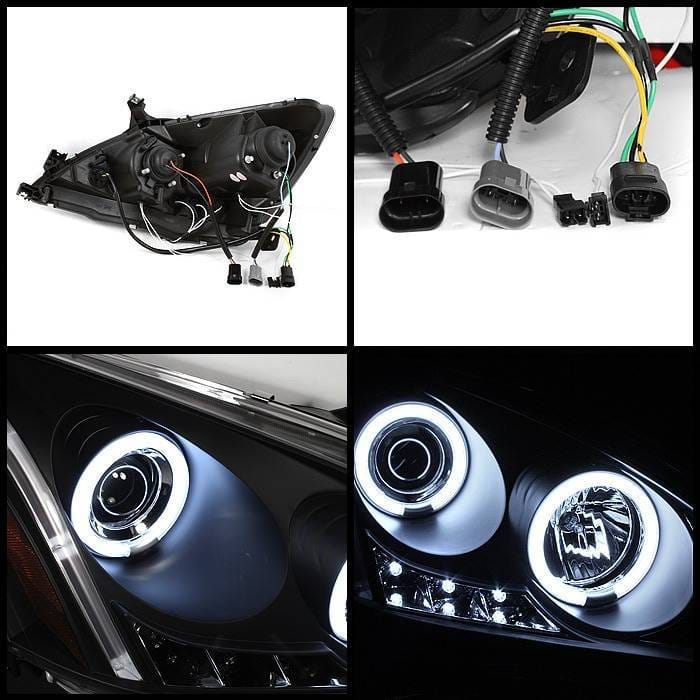 Honda Accord Spyder Projector Headlights - CCFL Halo - LED - Black - 444-HA03-CCFL-BK thumbnail 2