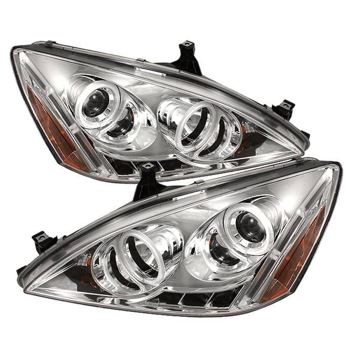 Honda Accord Spyder Projector Headlights - CCFL Halo - LED - Chrome - 444-HA03-CCFL-C