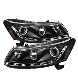 Honda Accord 4DR Spyder Projector Headlights - DRL - Black - 444-HA08-4D-DRL-BK
