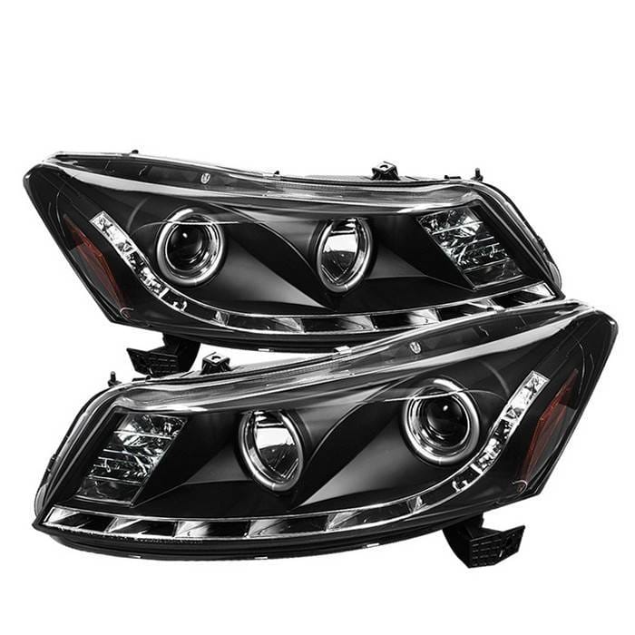 Honda Accord 4DR Spyder Projector Headlights - DRL - Black - 444-HA08-4D-DRL-BK