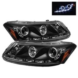 Honda Accord 4DR Spyder Projector Headlights - LED Halo - DRL - Black - 444-HA08-4D-HL-BK