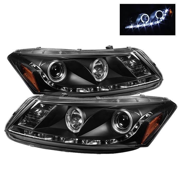 Honda Accord 4DR Spyder Projector Headlights - LED Halo - DRL - Black - 444-HA08-4D-HL-BK