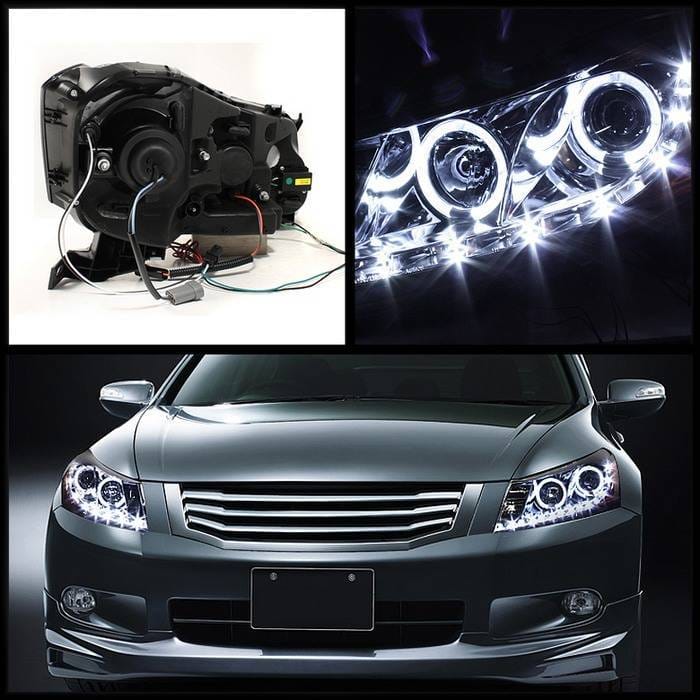 Honda Accord 4DR Spyder Projector Headlights - LED Halo - DRL - Black - 444-HA08-4D-HL-BK thumbnail 2